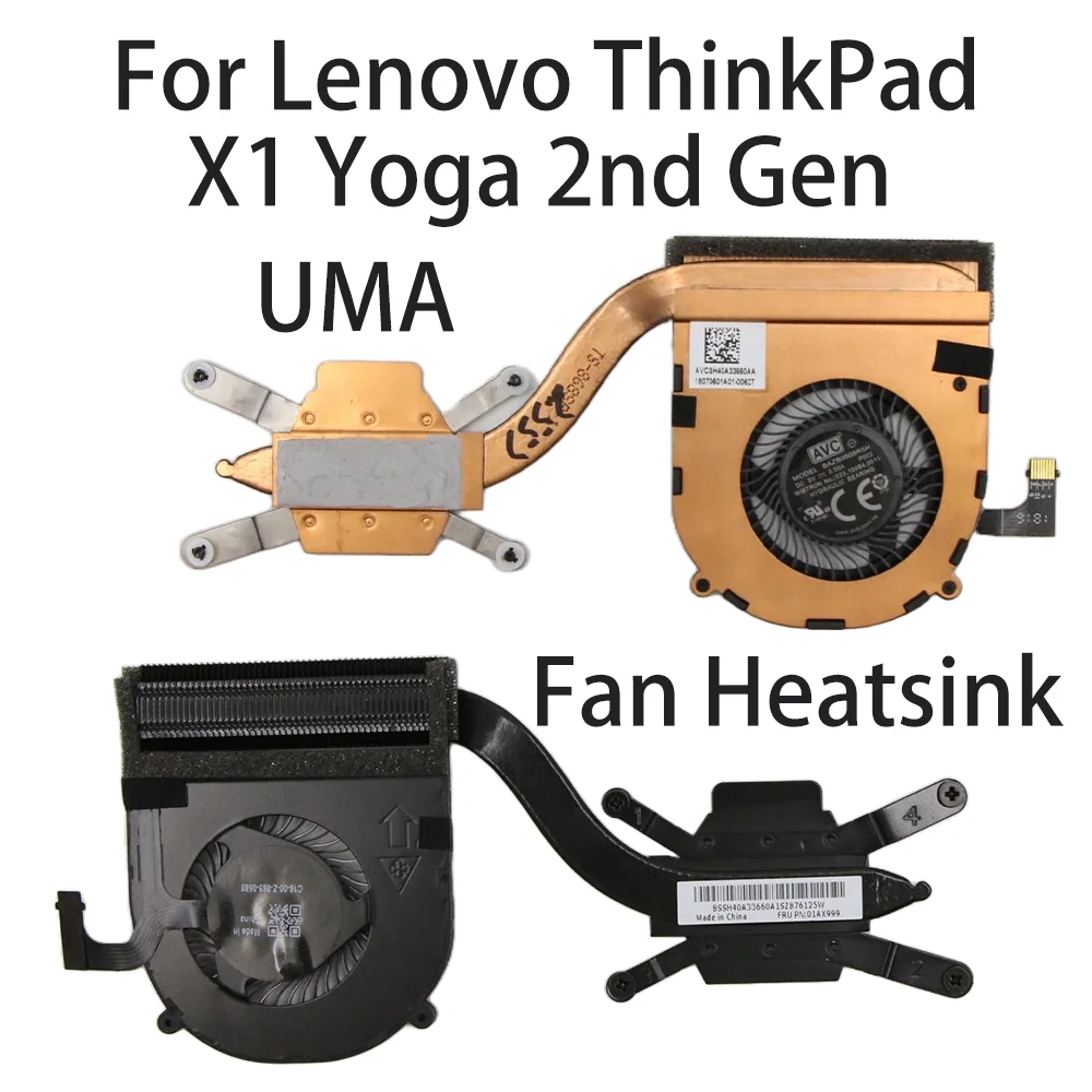 Original For Lenovo ThinkPad X1 Yoga 2nd Gen Laptop Fan Heatsink CPU Cooler Cooling Fan FRU:01AX999 01AX830 UMA