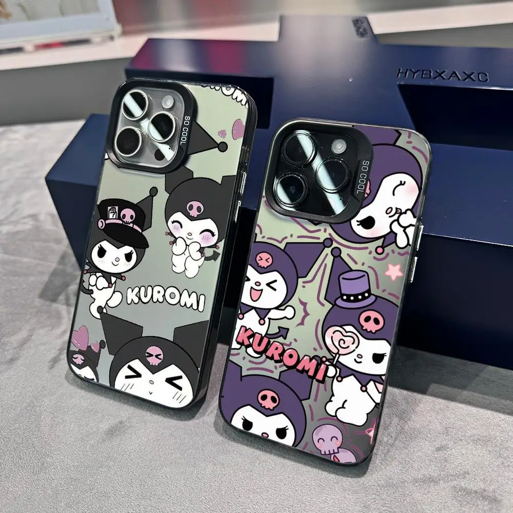 

Sanrio Kuromi Kawaii Phone Case IMD FOR IPhone16 15 14 13 Pro Plus ProMAX Suitable Samsung Galaxy S24 23 22 ultra Silver Cover