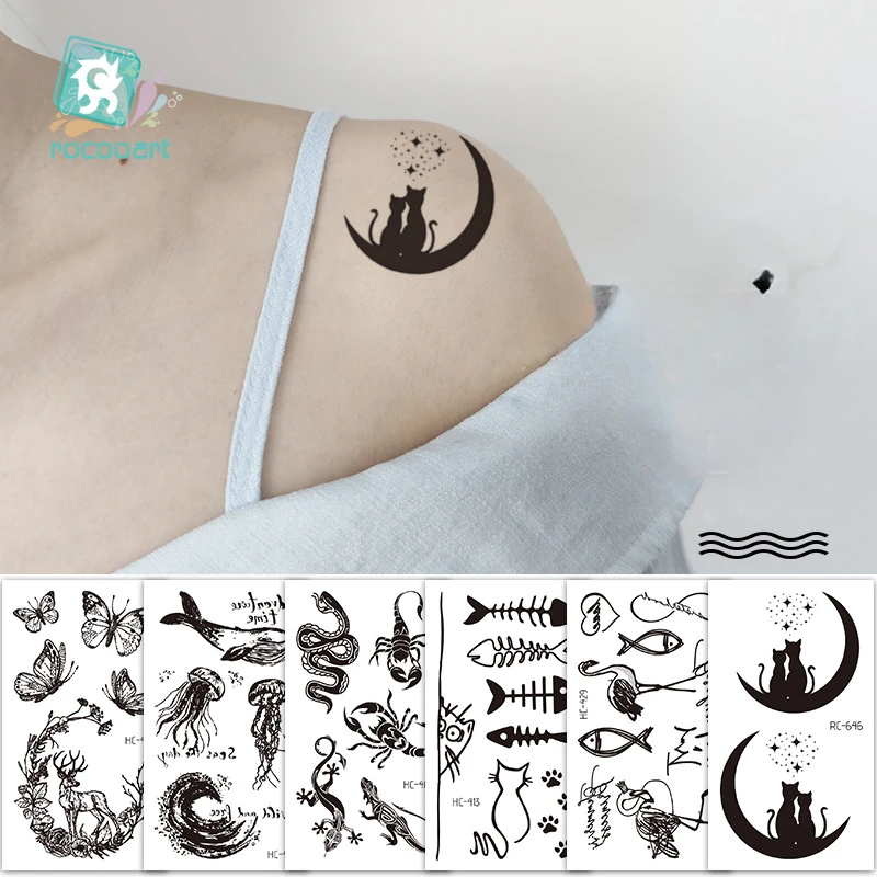 

Wholesale Of Disposable Temporary Tattoo Stickers With Waterproof Small Fresh Black Tattoos Stickers Size: 60*105mm