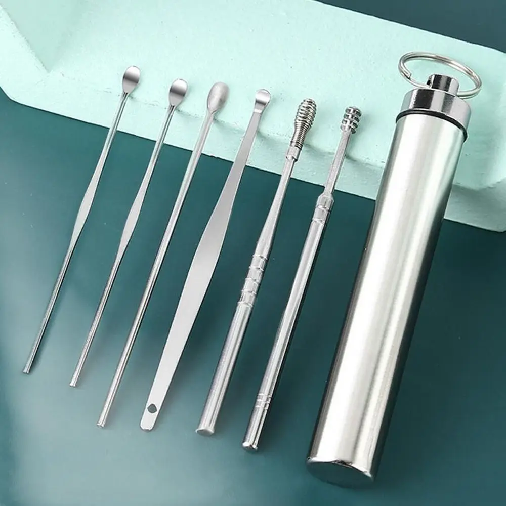 

Набор ушных ложек из нержавеющей стали, инструменты для сбора ушей, серебряные палочки для ушей, противоскользящая ручка