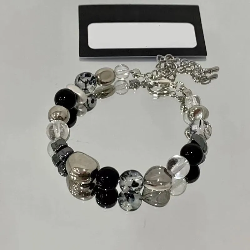 Vintage Black Crystal Strand Bracelet For Women Men Hematite Stone Bracelets & Bangles Healing Yoga Wristband Jewelry Gifts A-