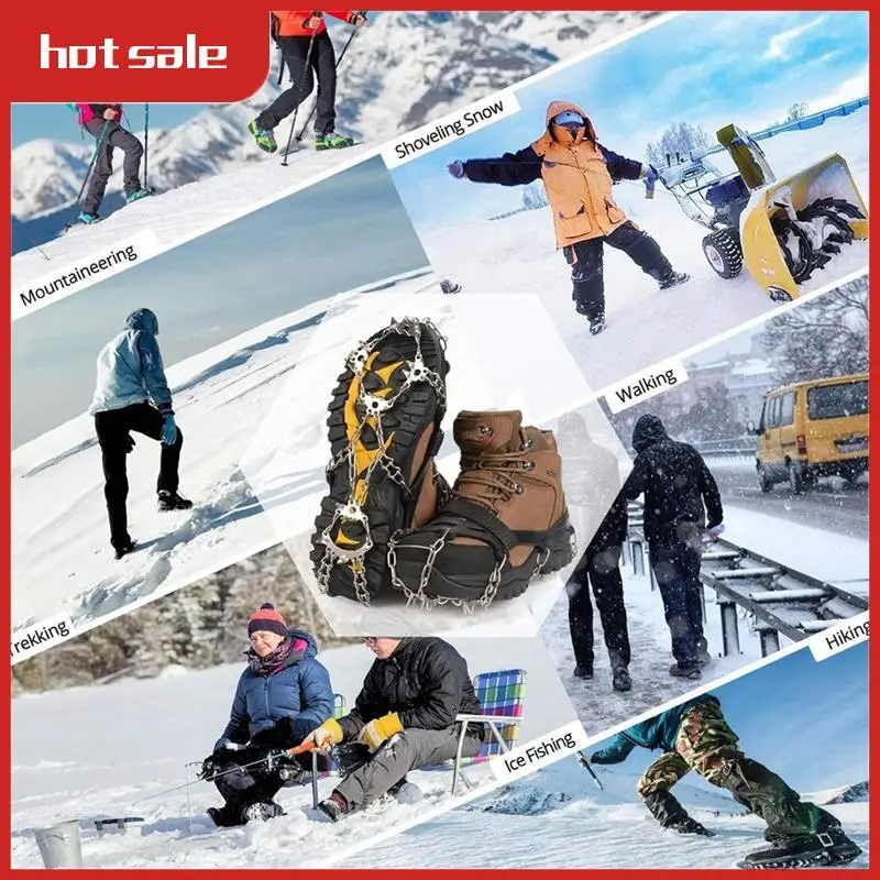 

A21R-28-Tooth 201 Stainless Steel Outdoor Ice And Snow Anti-Skid Claws Welded Anti-Skid Shoe Covers With Ice Grippers