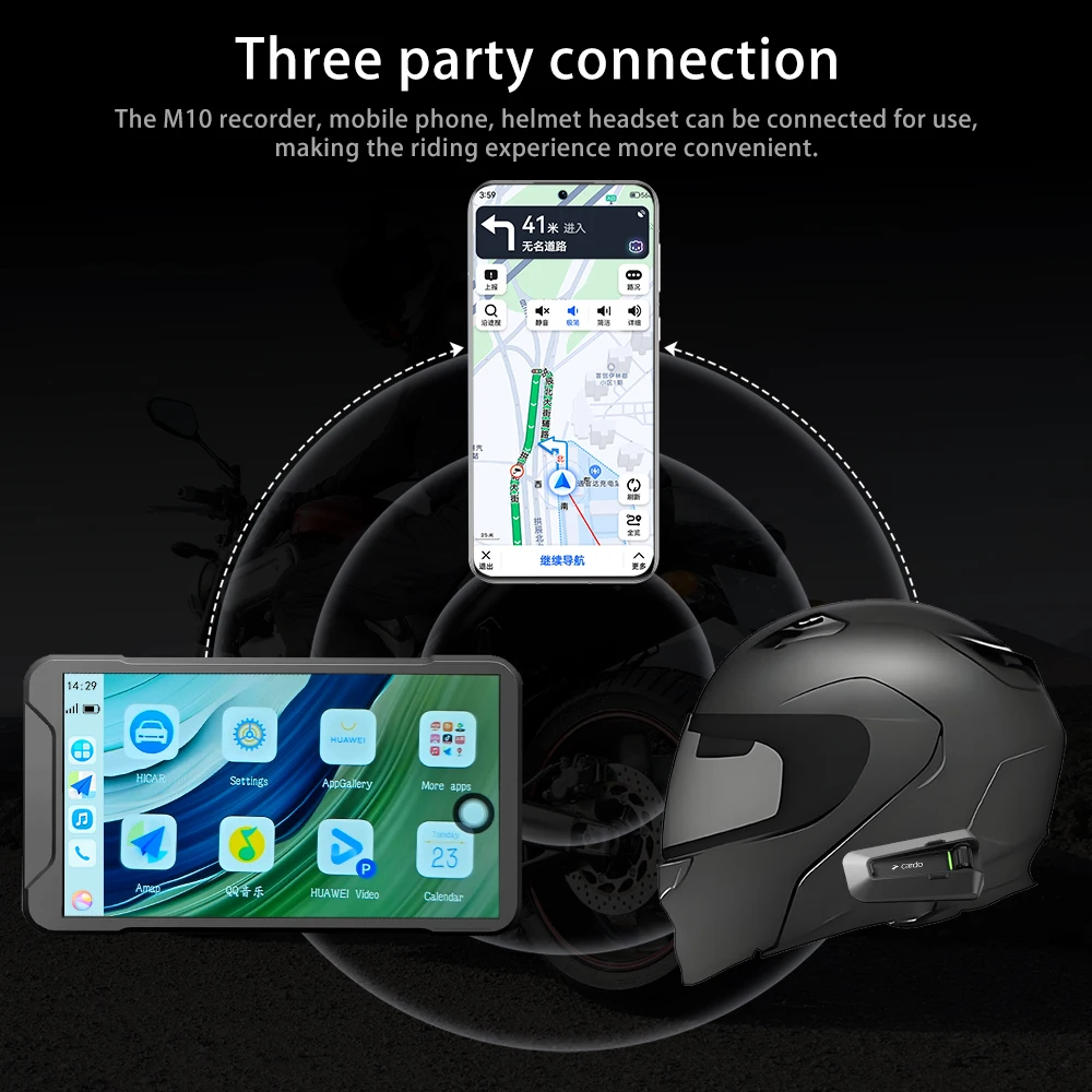 دراجة نارية داش كام نظام تحديد المواقع واي فاي اللاسلكية Carplay DVR 5 بوصة القيادة مسجل فيديو IP67 مقاوم للماء المزدوج 1080P بلوتوث موتو مراقب