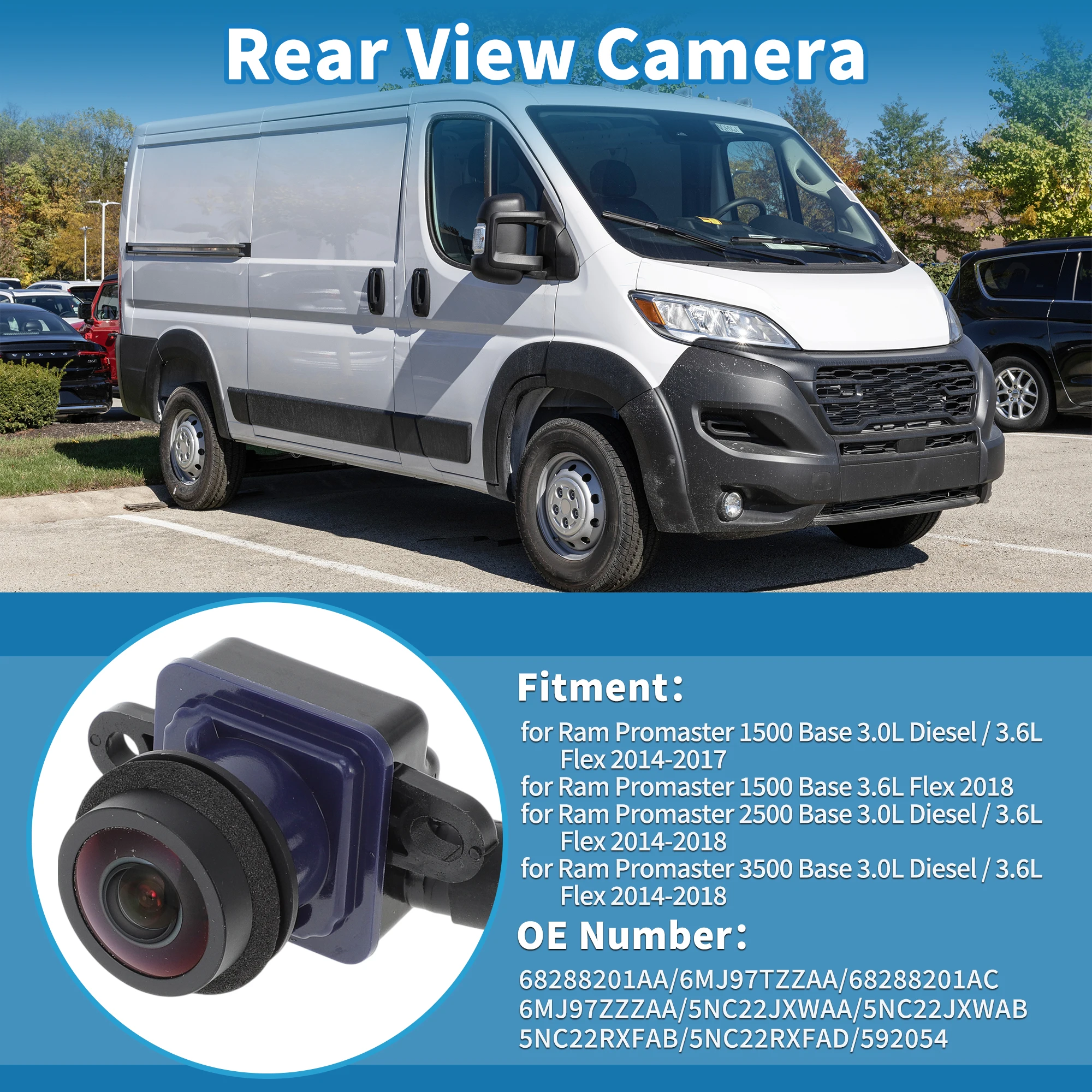 UXCELL Rear View Park Assist Backup Camera for Ram Promaster 1500 2500 3500 2014-2018