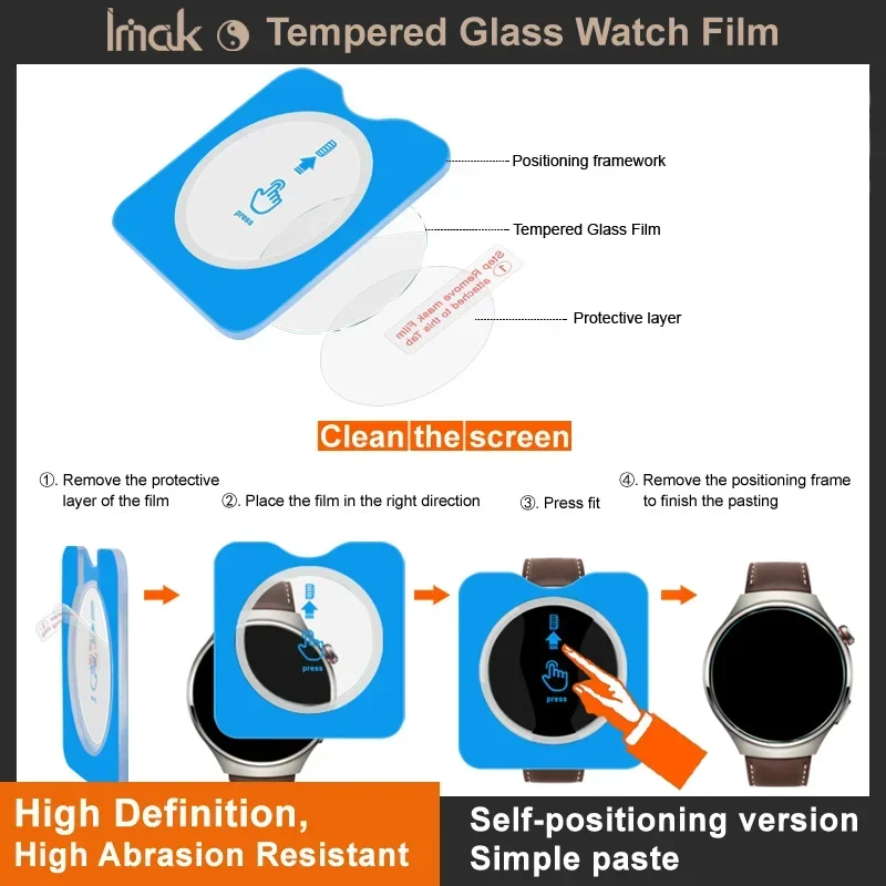 IMAK kaca Tempered untuk jam tangan Xiaomi, Film arloji bersih untuk jam tangan Xiaomi 2 Pro / S3 eSIM