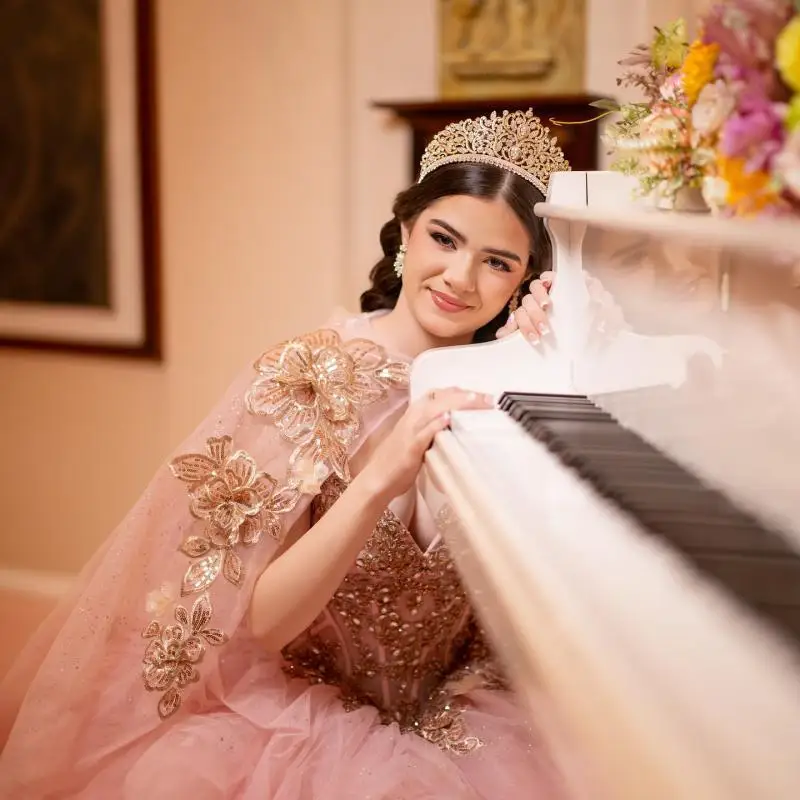 Customized Shiny Pink Off Shoulder Quinceanera Dres Tull sequin applique Lace beads vestidos de 15 Quinceanera ﻿