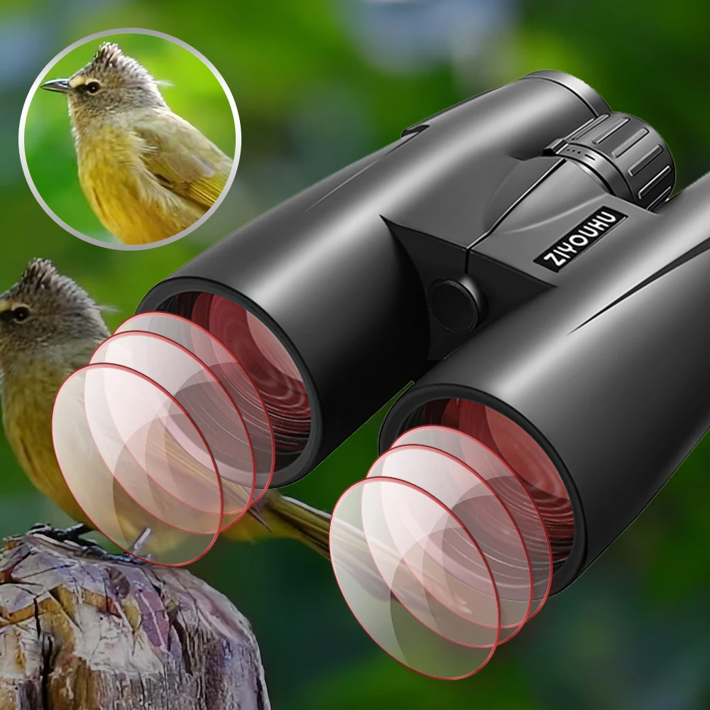 ED Lens 12X56 Professional Binoculars Telescope Ultra HD High Multiplier Powerful Waterproof for Hunting Camping Engineering Use