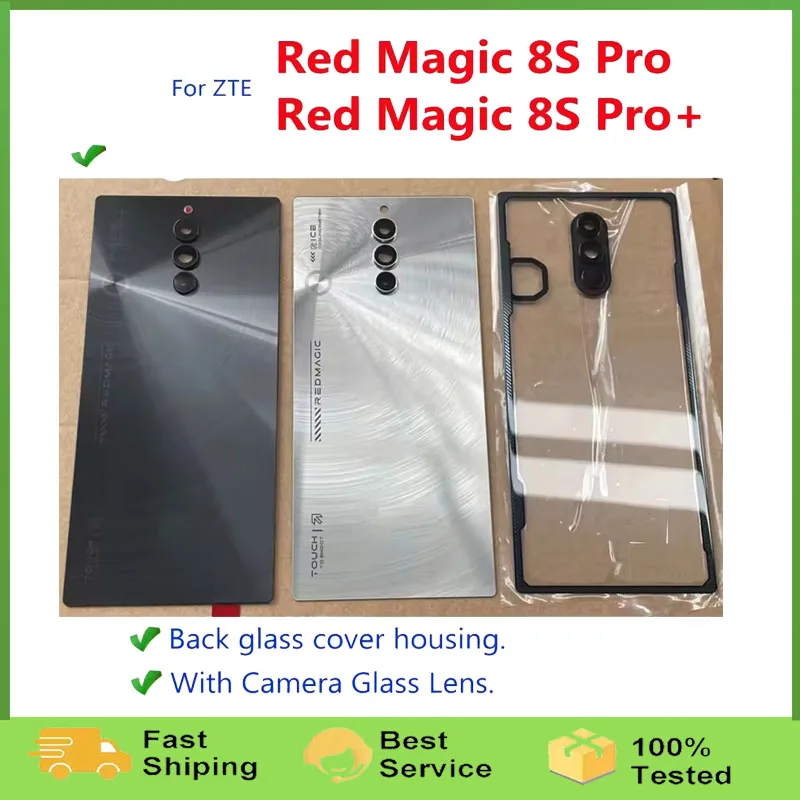 الإسكان الخلفي لـ ZTE Nubia Red Magic 8S Pro NX729J 6.8 "الزجاج الغطاء الخلفي إصلاح استبدال باب بطارية الهاتف مع عدسة الكاميرا
