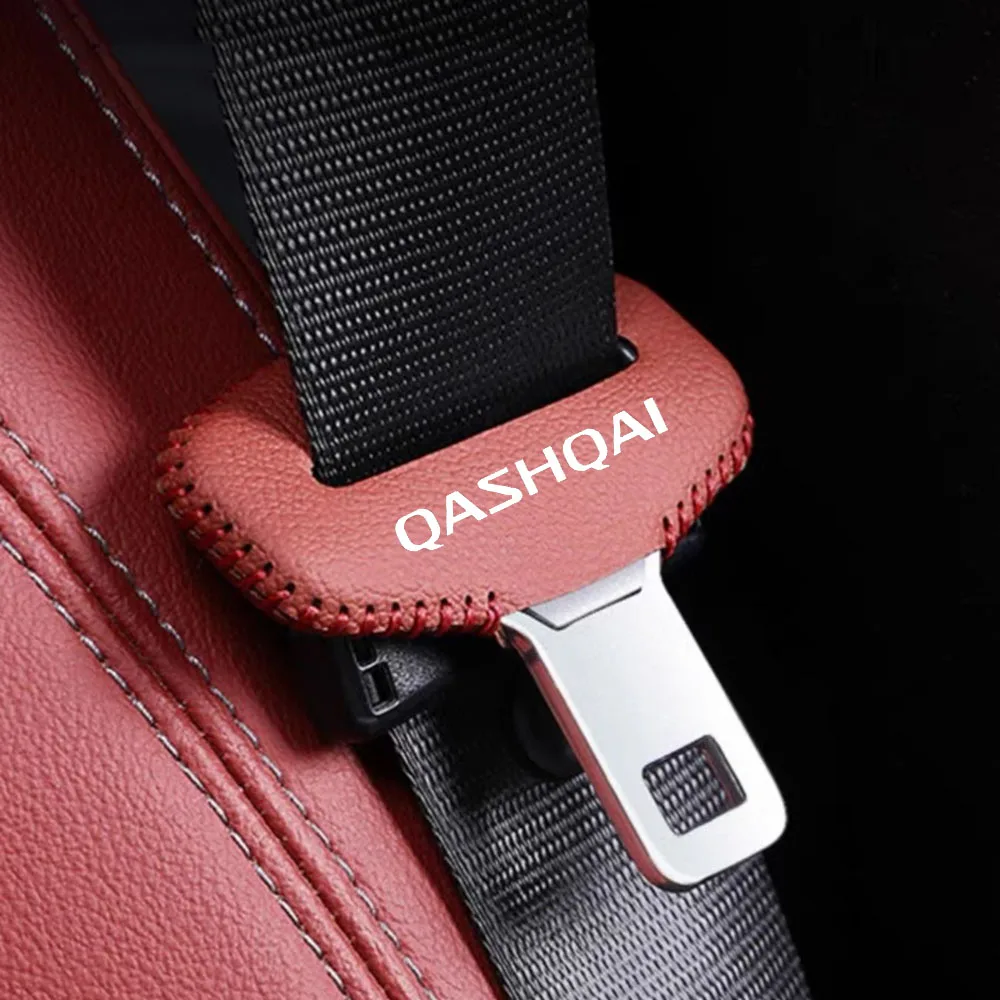 Car Seat Belt Buckle Clip Protector leather Interior Button Case Anti-Scratch Cover For Nissan Qashqai J10 J11 Car Accessories