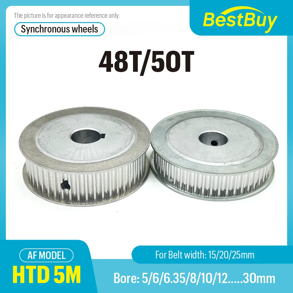 

48T/50Teeth HTD 5M AF Type Timing Pulley Pitch 5mm Bore 8-30mm for 15/20/25mm Width Belt Used In Linear Pulley 5GT