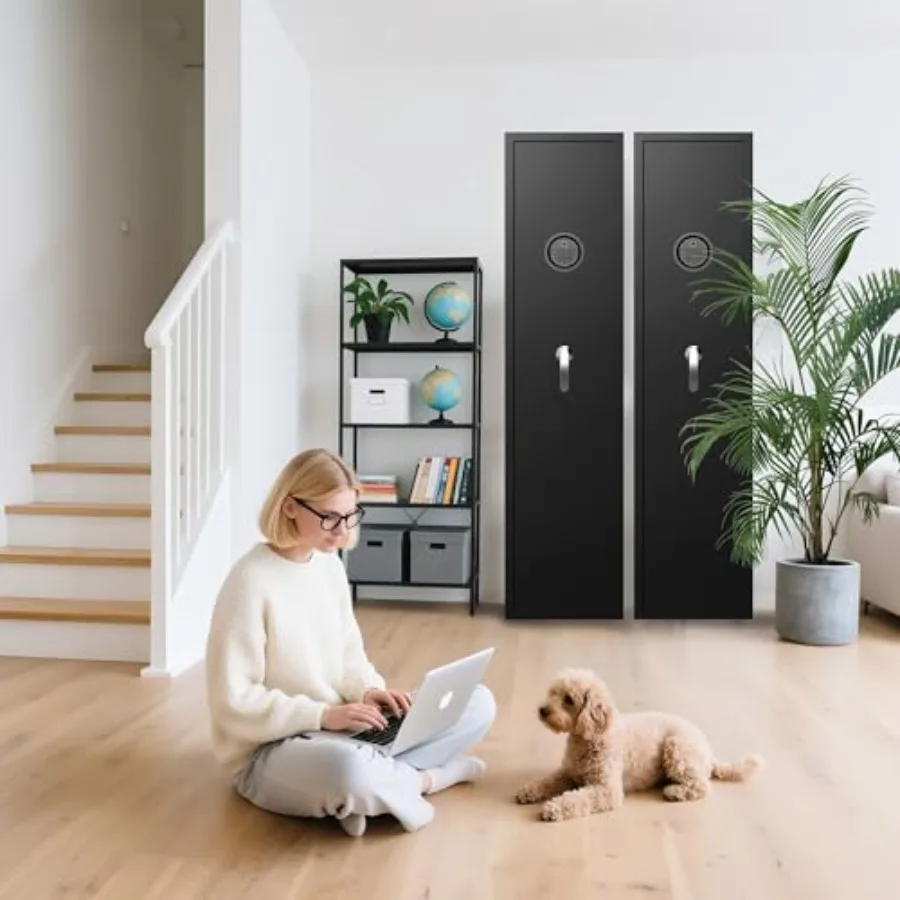 8-12 Gun Safe for Rifles and Pistols Biometric Rifle Safe with Quick Access Fingerprint Digital Keypad Heavy Duty Steel Gun Cab