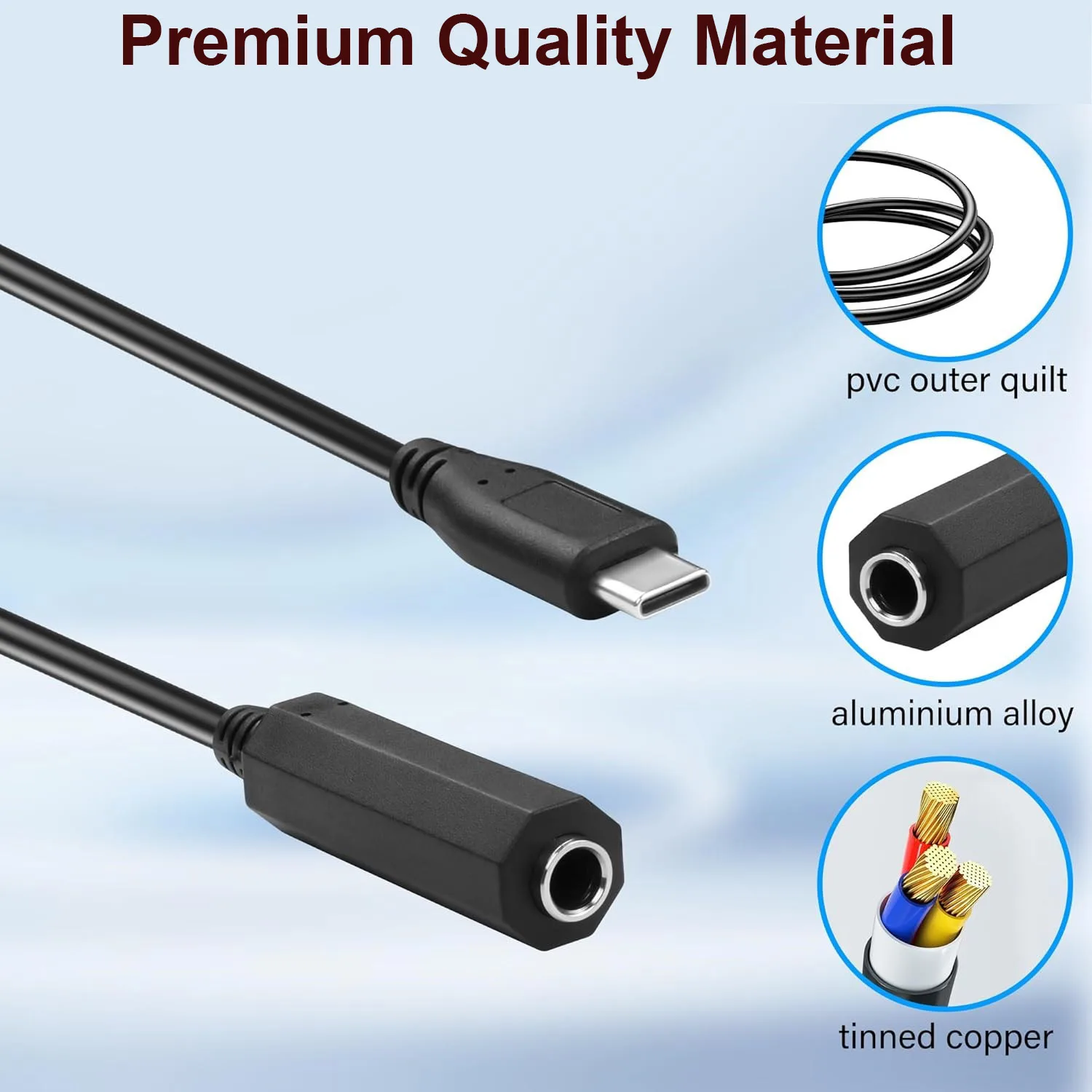 6.35mm TRS Female Stereo to USB Type C Male Aux Audio Headphone Adapter Cable for Amplifier Mixer Home Theater Smartphone Laptop