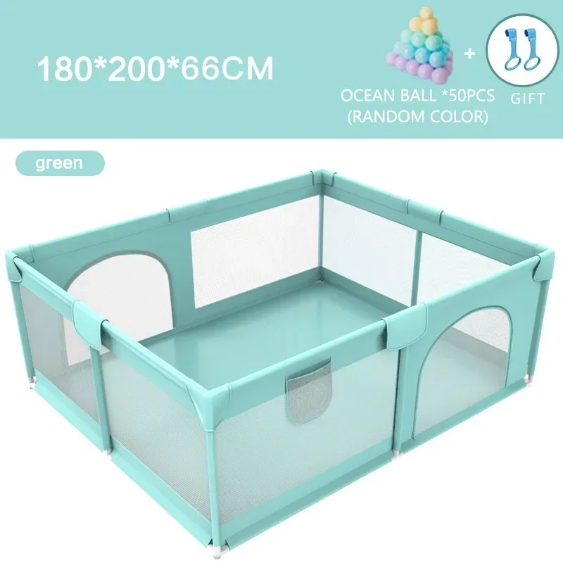 180*200 CM Baby Playpen Safety Kid Playground Arena Toddler Anti-Collision Barrier Fence Double Door Ball Pool with Free 50 Ball