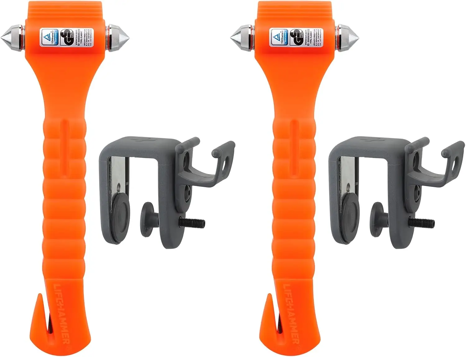 

Emergency Car Escape Hammer with Seatbelt Cutter, Made in Netherlands, Orange (2-Pack)