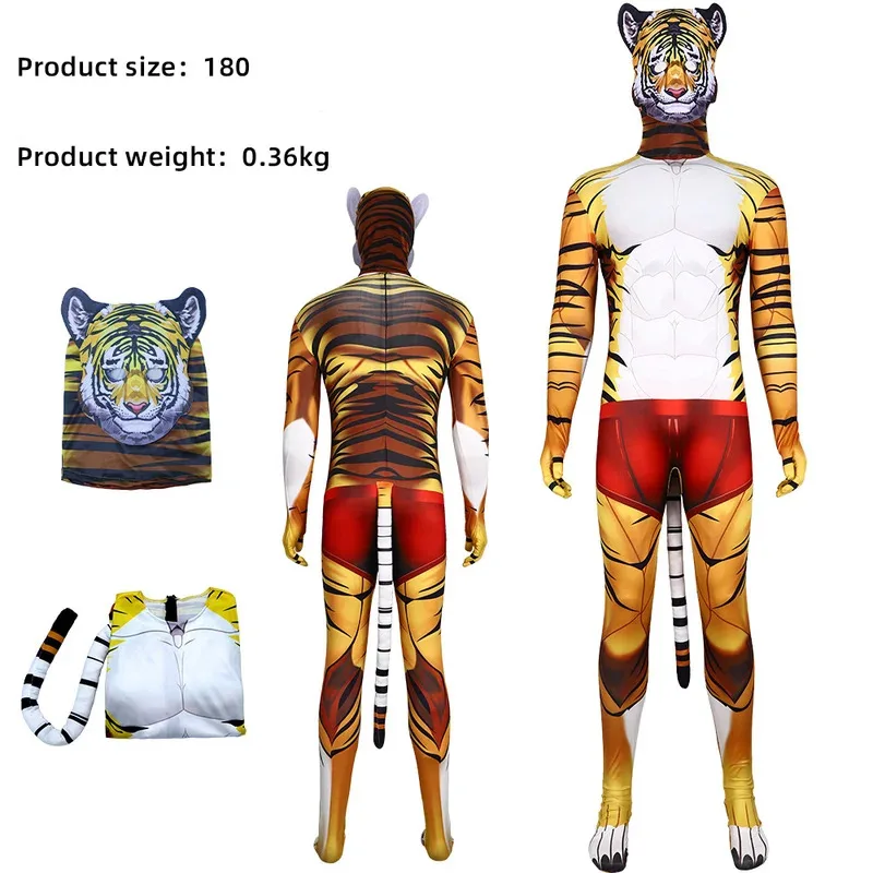 Cosplay Animal Women Jumpsuit Tiger Snake 3D Print Halloween Carnival Party Spandex Zentai Full Bodysuit Cosplay Costume Outfit