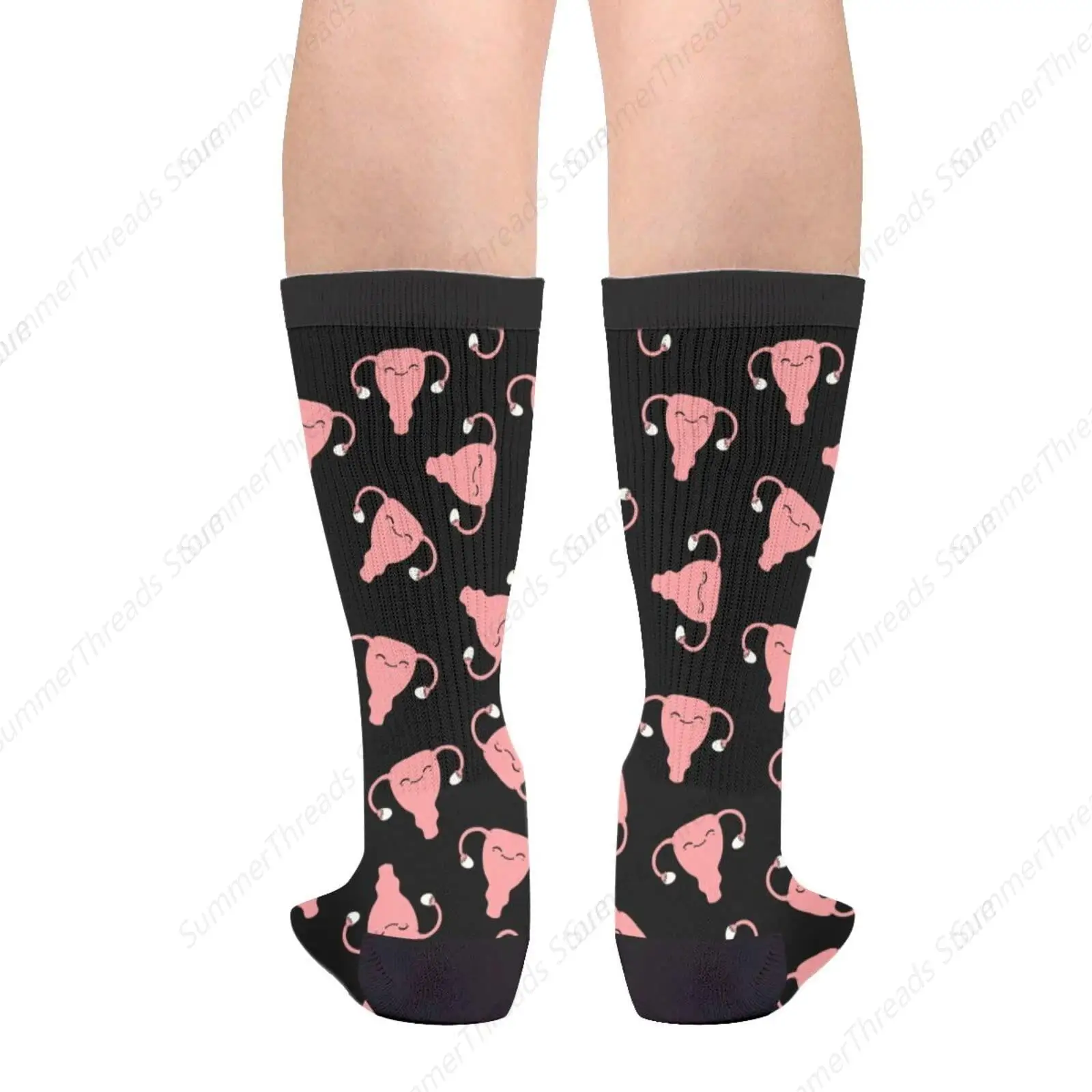 Happy Uterus Calcetines divertidos y novedosos de tubo Crazy Crew, calcetines de vestir informales para hombres y mujeres