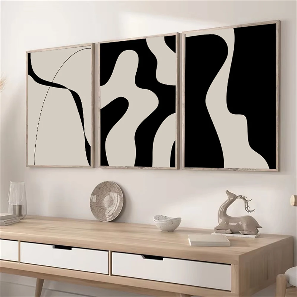 Minimalist Aesthetic Black And White Canvas Print Nordic Poster Abstract Paintings For Living Room Wall Art Pictures Room Decor