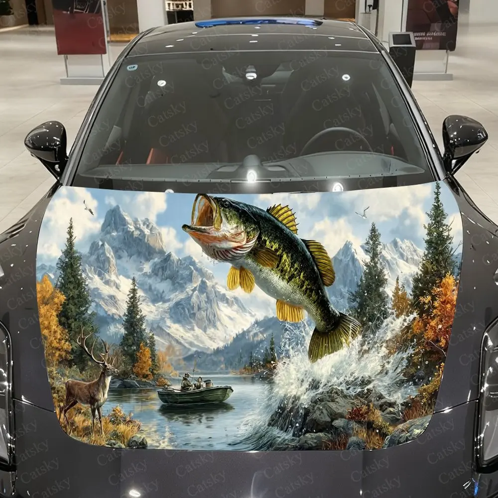 

Snow Peak Lake Realm Car Vinyl Wrap, PVC Waterproof Car Hood Sticker, Self-Adhesive Scratch-Resistant Stickers