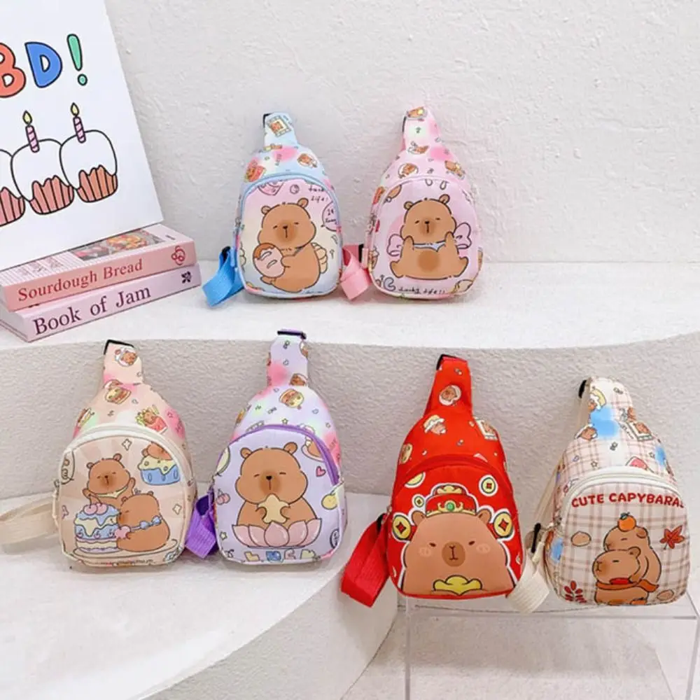 Borsa da petto Capybara in nylon di cartone animato Borsa a tracolla casual da cartone animato di grande capacità Borsa a tracolla portatile Regalo di festa