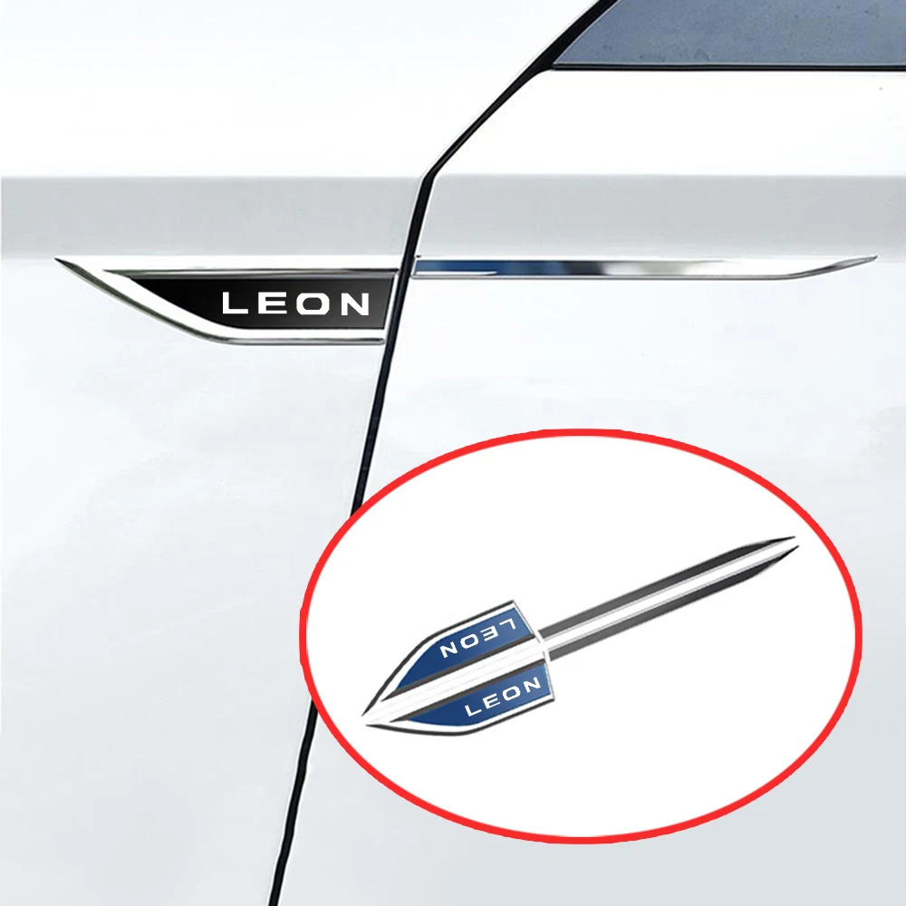 

2PCS Car Side Fender Knife Sticker Emblem Metal 3D Decor Blade Style Car Accessories Interior for Seat LEON Decals Styling