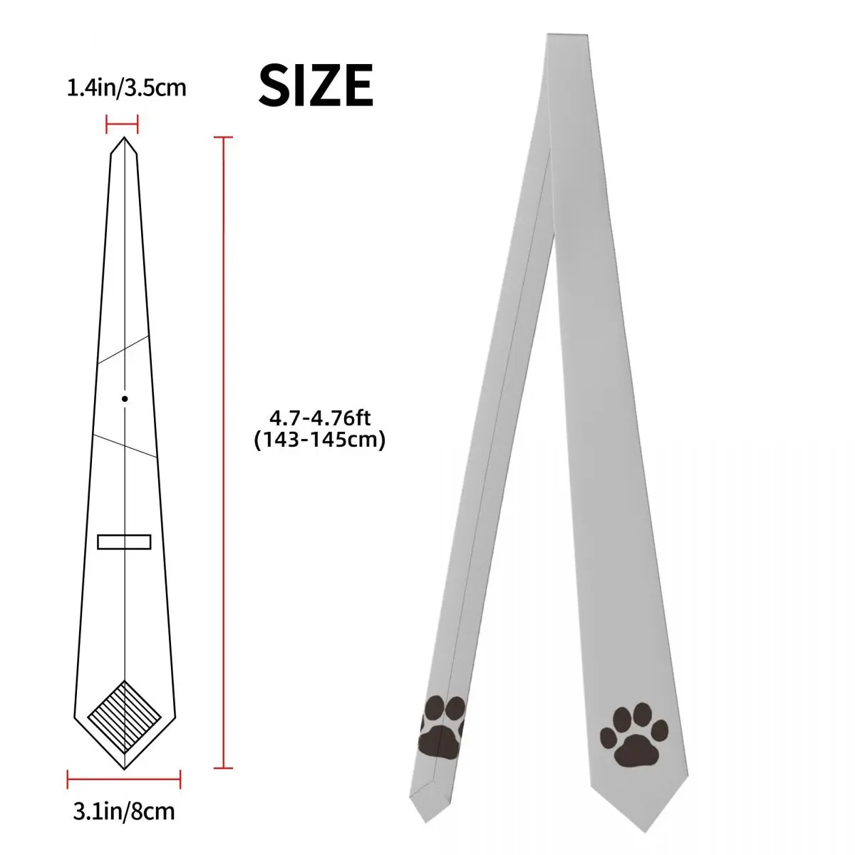 Мужской галстук с принтом лапы собаки или кошки, тонкие галстуки из шелка и полиэстера, аксессуары для вечеринок, классический галстук Gravatas