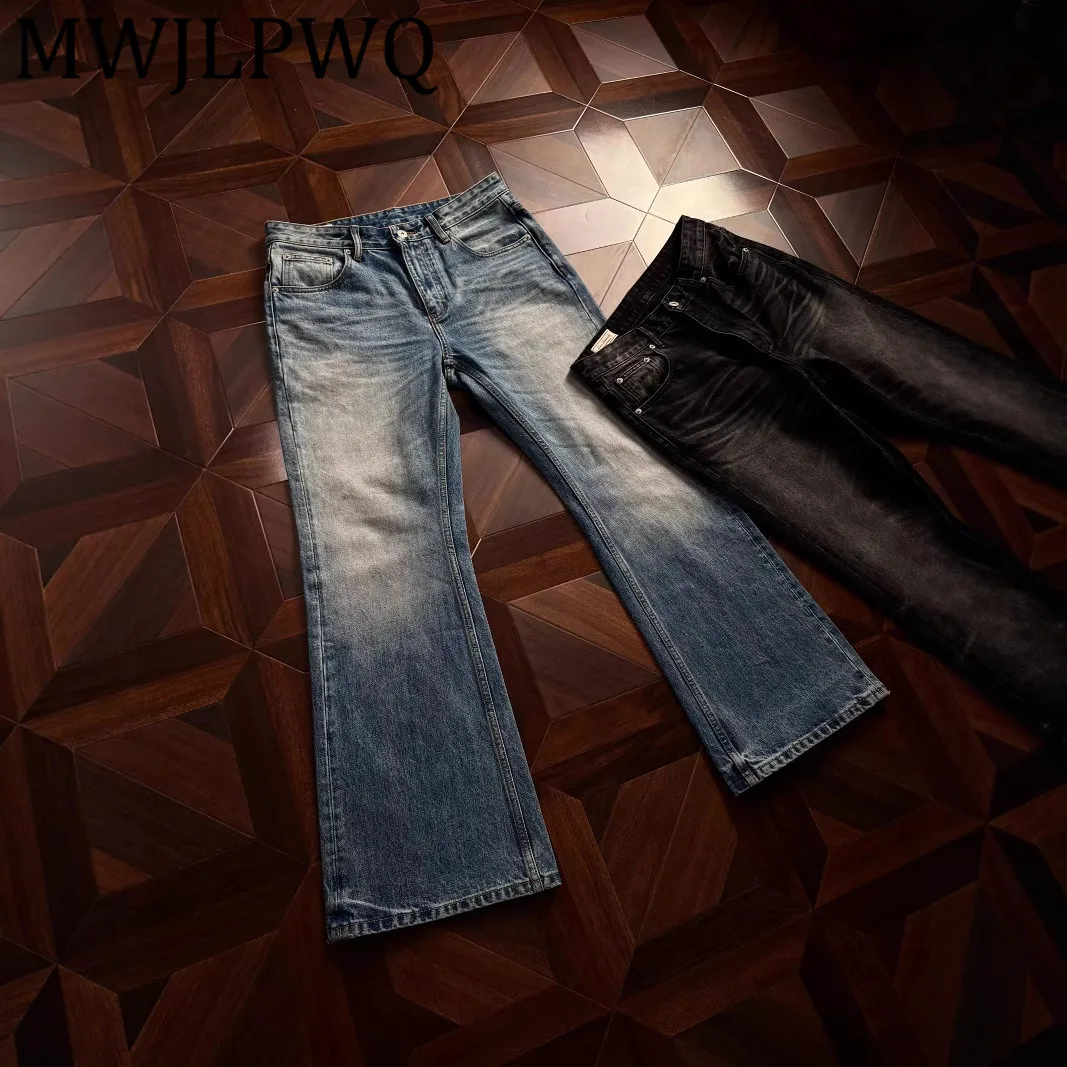 

MWJLPWQ High-Quality Remastered Cat Whiskers Flared Jeans Bootcut Washed High Street Autumn Niched Design Casual Trousers 12427