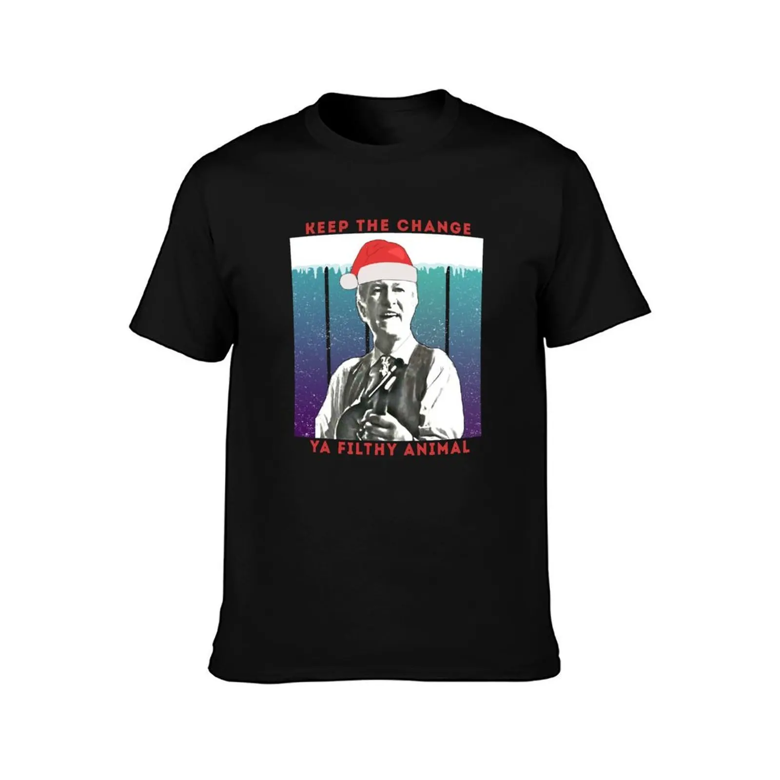 Merry Christmas - Keep the Change Ya Filthy Animal T-Shirt, Summer Casual Cotton Tee, Oversized Streetwear Tops, 100% Cotton