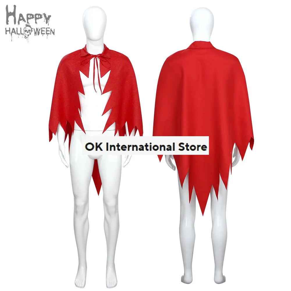 Halloween Cloak Cosplay Costume Irregular Hem Dovetail Style Red Shawl Adult Man Woman Christmas Carnival Suit