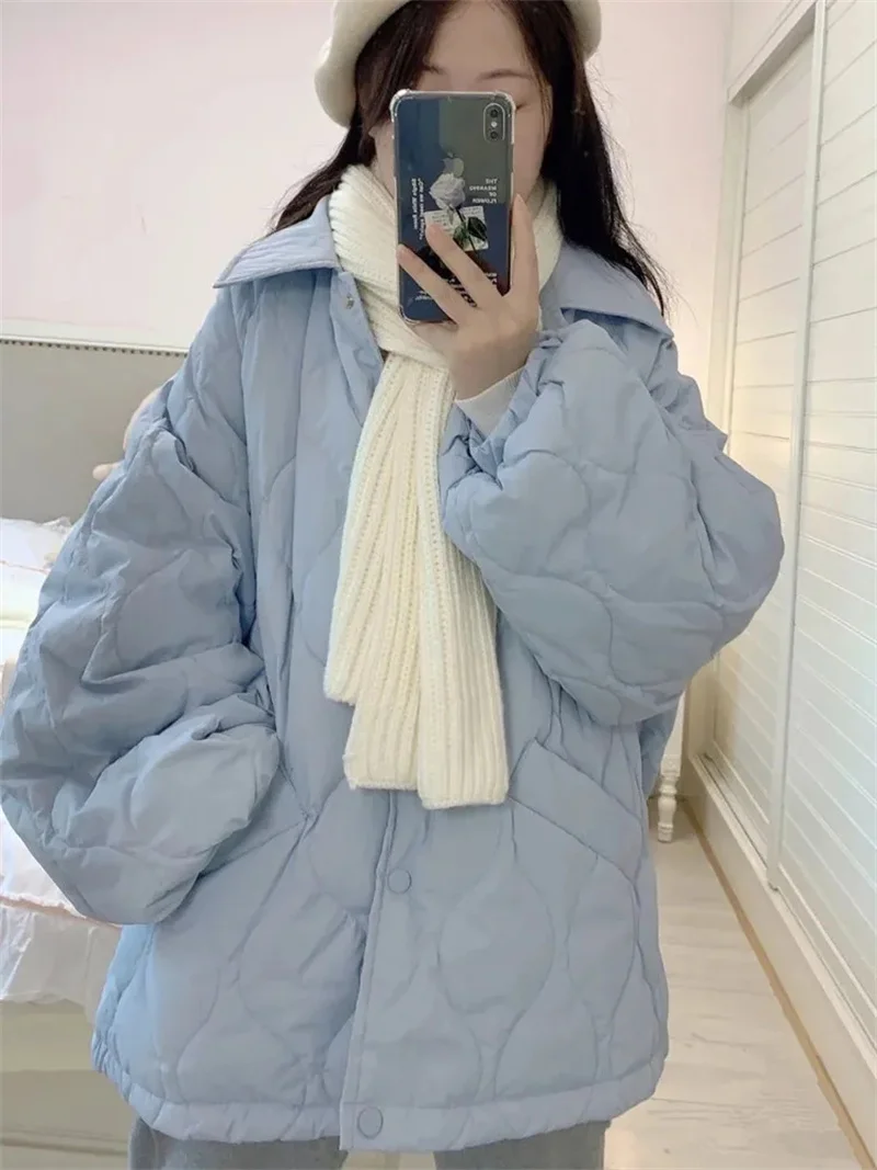 Add Fat Plus 300 Pounds of Bread Coat Cotton-Padded Woman 2023 Winter Korean Version of Thin lazy Wind Cotton-Padded Jacket Ins