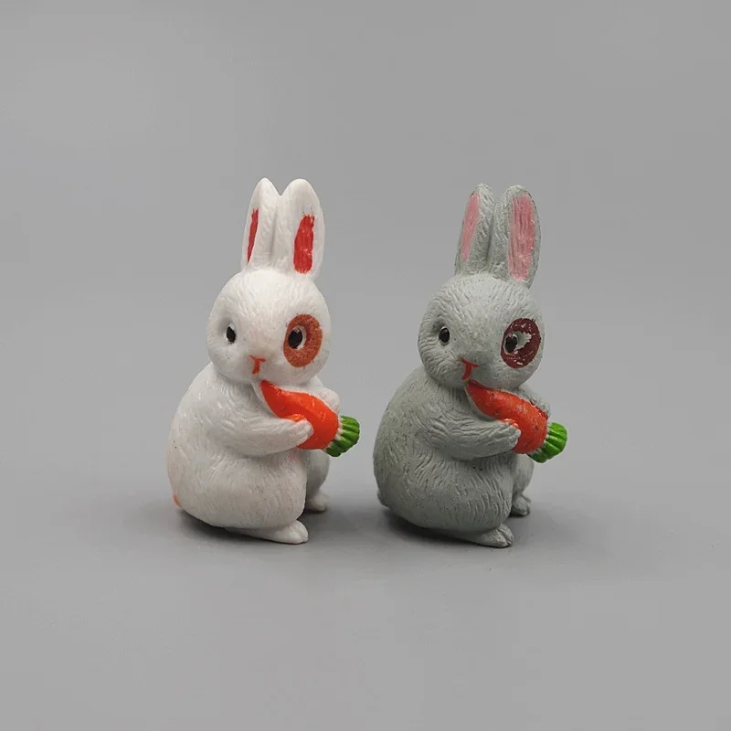 Creative 12Pcs Cute Mini Rabbit Decoration Miniature Hare Animal Figurine Mini Bunny Garden Ornament Micro Landschaft Craft