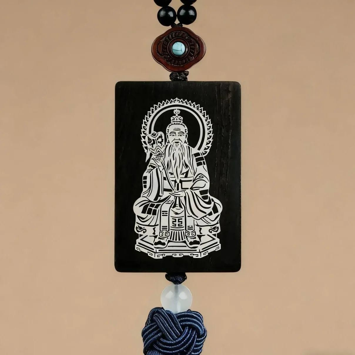 

UMQ красный свет сандалового дерева, инкрустированный серебряной народной коллекцией, даосский ювелирный кулон, инкрустированный черным деревом, кулон в китайском стиле Lord Laozi