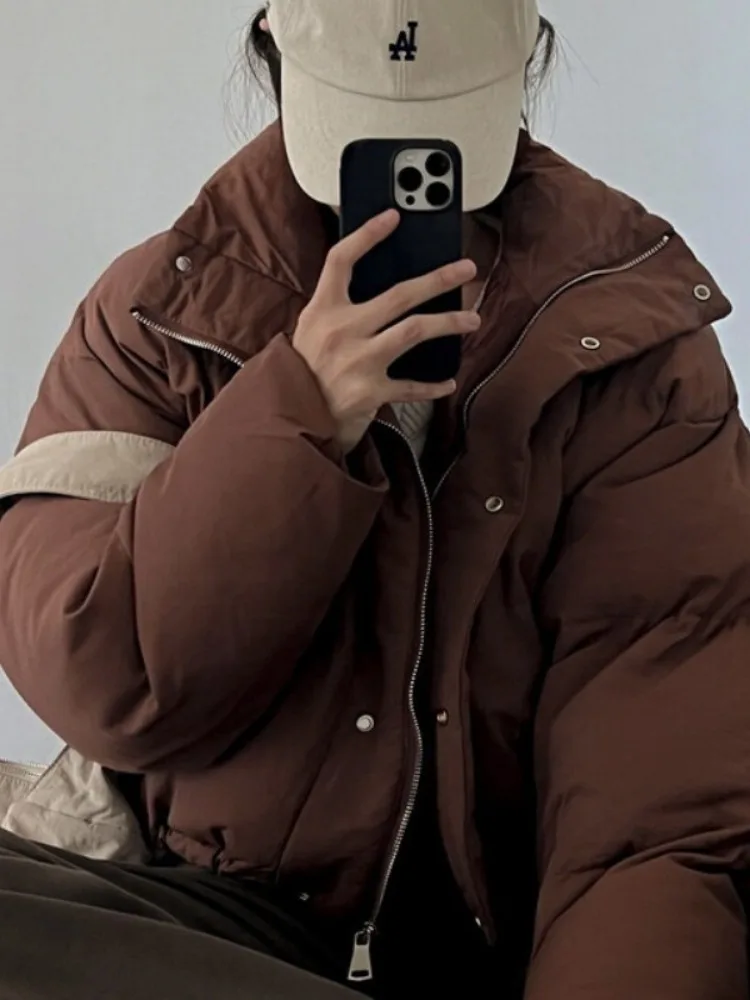 المرأة أسفل القطن Jaet الشتاء Thiened الدافئة ort الخبز Sle فضفاضة تناسب معطف الوقوف طوق صغير الحجم معطف القطن ودية