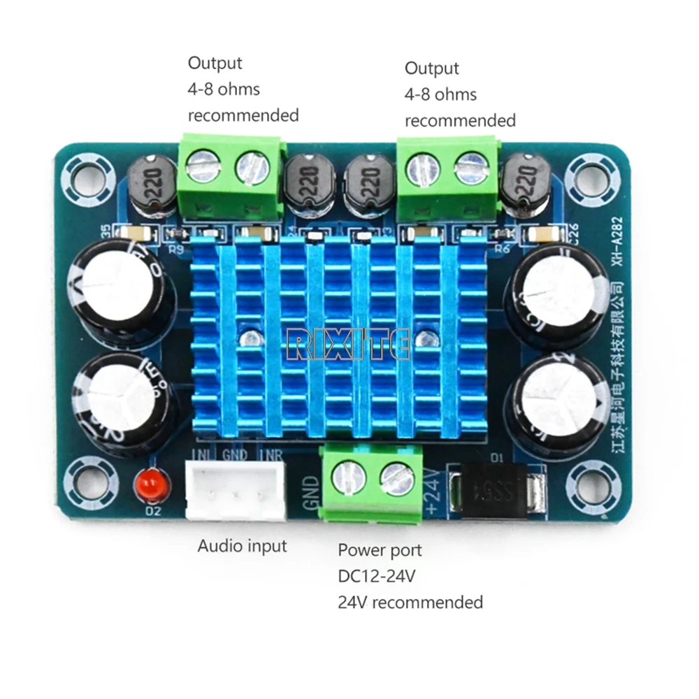 Placa amplificadora Digital de alta potencia DC 12-24V XH-A282 50W * 2 módulo amplificador de Audio de sonido estéreo de doble canal