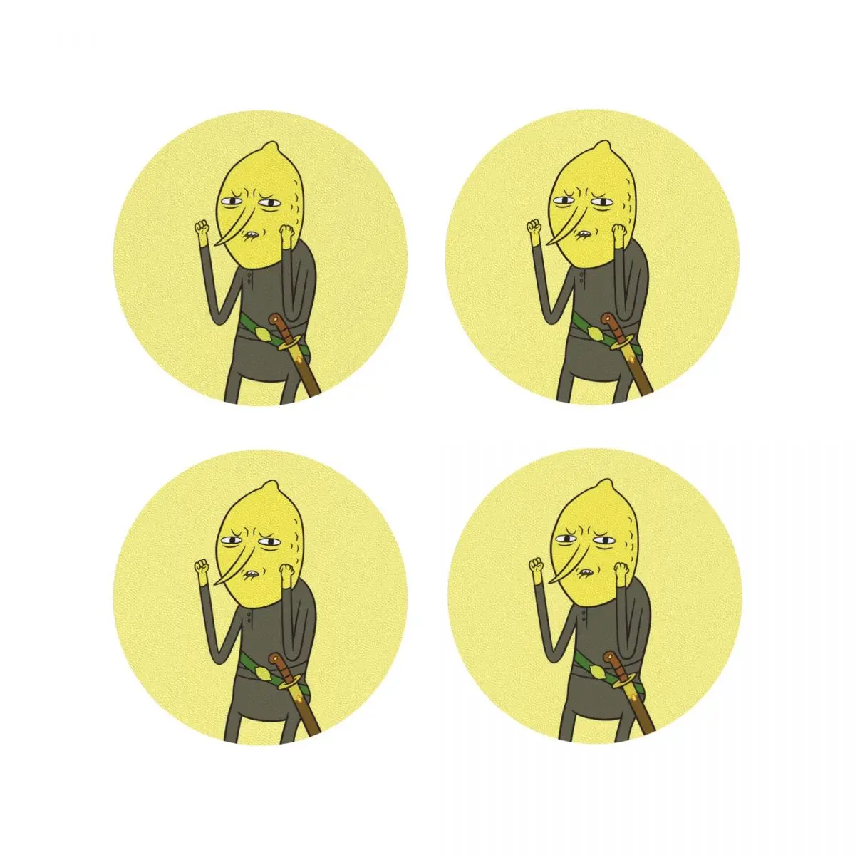 

Lemongrab Нескользящие подставки для времени приключений, кухонные салфетки, нескользящие изоляционные коврики для чашек, кофейные коврики, подушечки для посуды, набор из 4 шт.