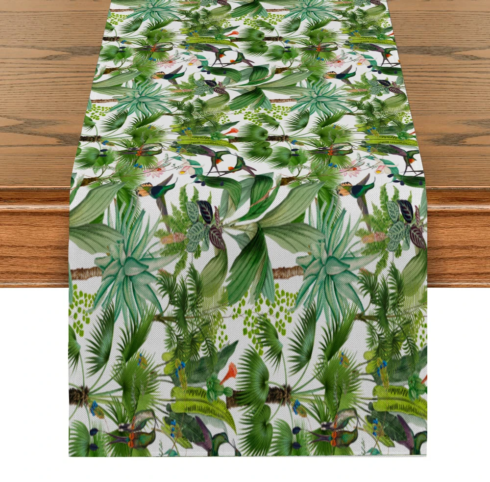 Tropical Plants Renner to Table Runner Green Luxury Home Decor Wedding Table Cloth Foam Runners Dining Tables Tablecloth