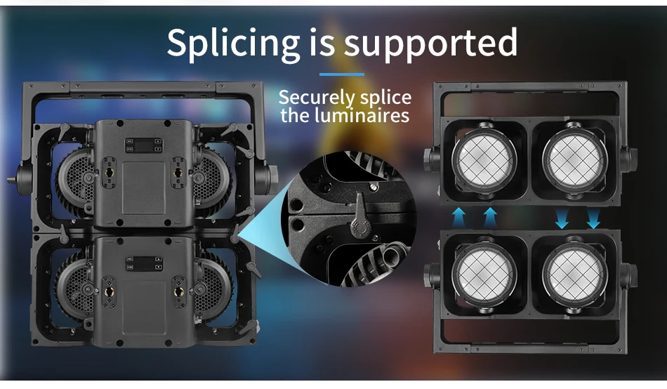 Aicpose 2x300W Wasserdichter COB-Splicing-LED-Blinder für Tanzflächen-DJ-Beleuchtung RGBWA Bühnen-Publikumslicht – Detail 5
