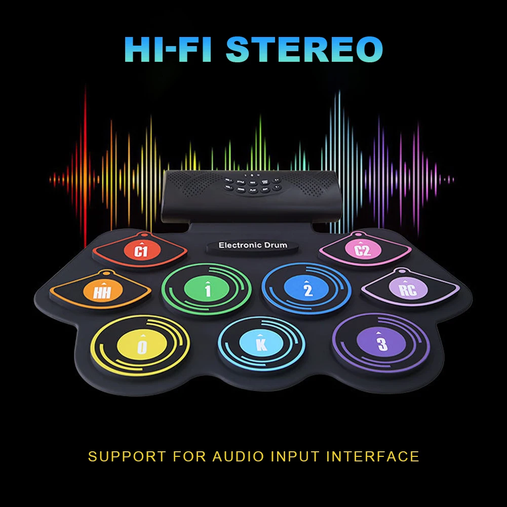 5 فولت مجموعة طبلة إلكترونية المدمج في مكبر الصوت 9 منصات نشمر مجموعة طبلة مع أفخاذ الحفاظ على دواسة مع شاحن بطارية 1200/1000 #4