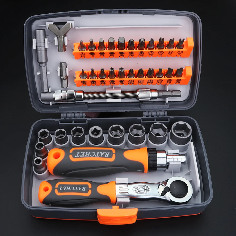 38 in 1 labor-saving ratchet multi-purpose screwdriver set and multi specification ratchet wrench with high hardness