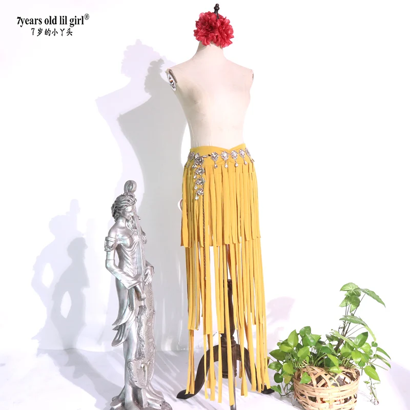 女性用フリンジスカート,ベリーダンスタッセルスカート,オリエンタルダンサーの衣装,セクシーなロングタッセル,ラップベルト,hg01