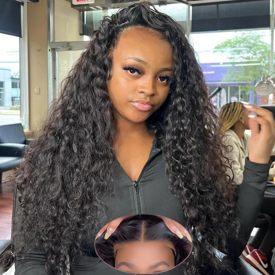 

Glueless Preplucked Human Wigs Ready To Go Curly Wigs Pre Cut Water Wave Human Hair Wig 4X4 5X5 Closure Brazilian Wig 30 32 Inch