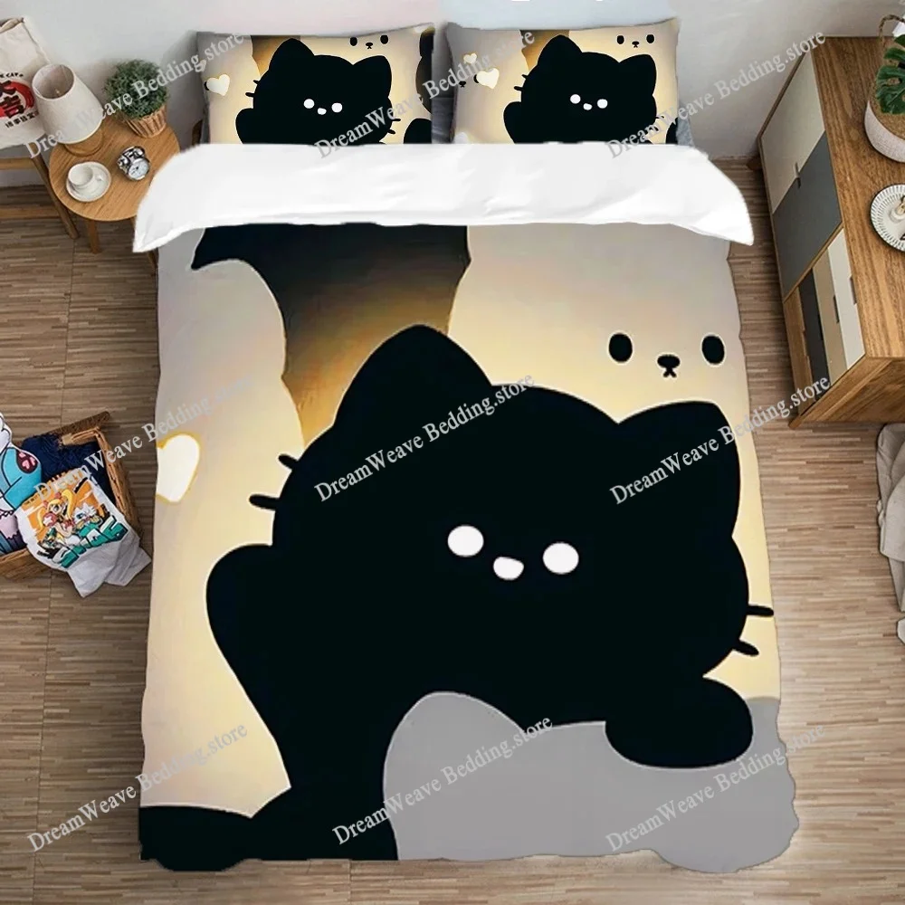 

Bedding Set Double Size Duvet Covers Bed Linen Sets Quilt Cover Set Art Pillowcase Cute Cats Fashion Comforter Queen Home Garden