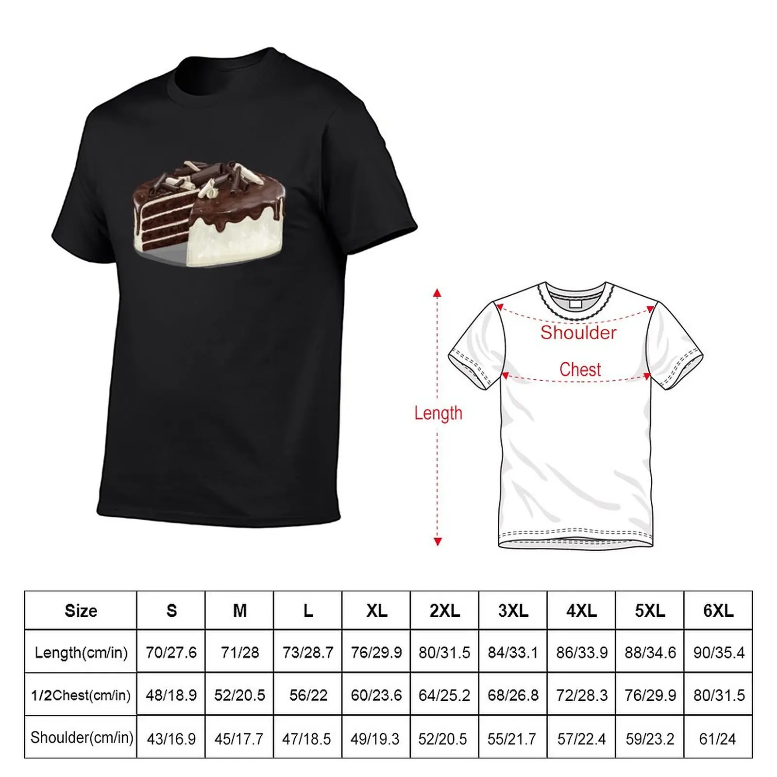 Sliced Off Dark and White Chocolate Cake T-Shirt Aesthetic clothing plain customs graphics T-shirts for men cotton