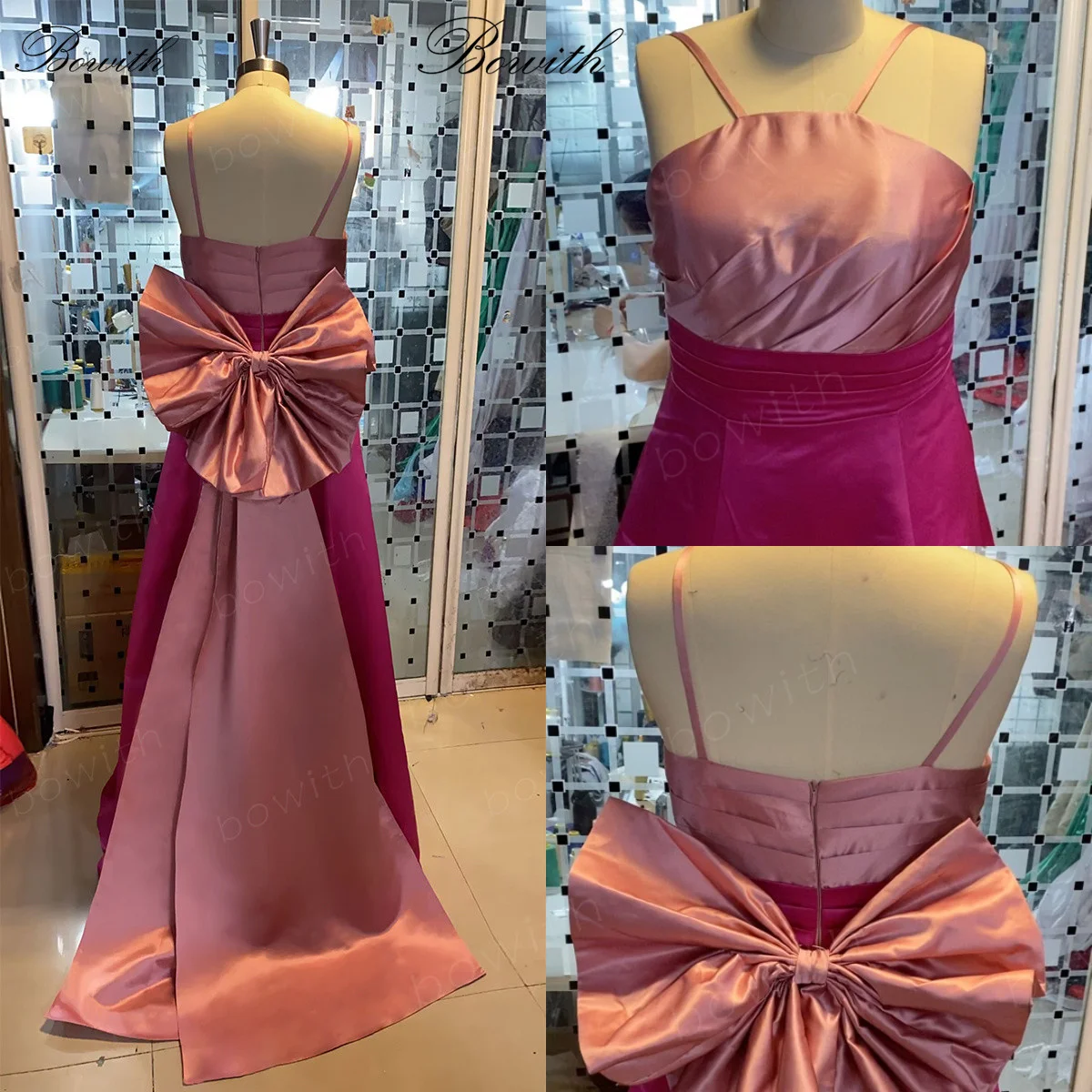 Bowith A Line Evening Dress Fuchsia Evening Party Dresses for Women with Bow Back Luxury Dress for Gala Party 2023 vestidos