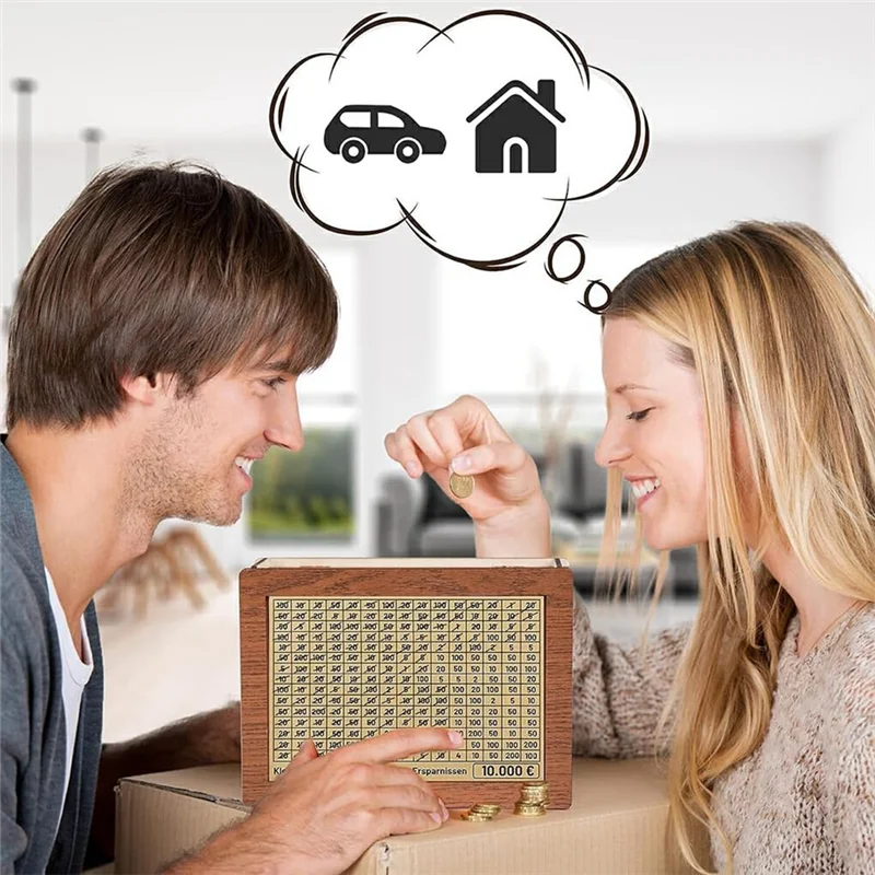 Durable Money Box With Reusable Small Financial Management Non-Toxic Wood Wooden Money Box Box With Saving Odorless Durable A