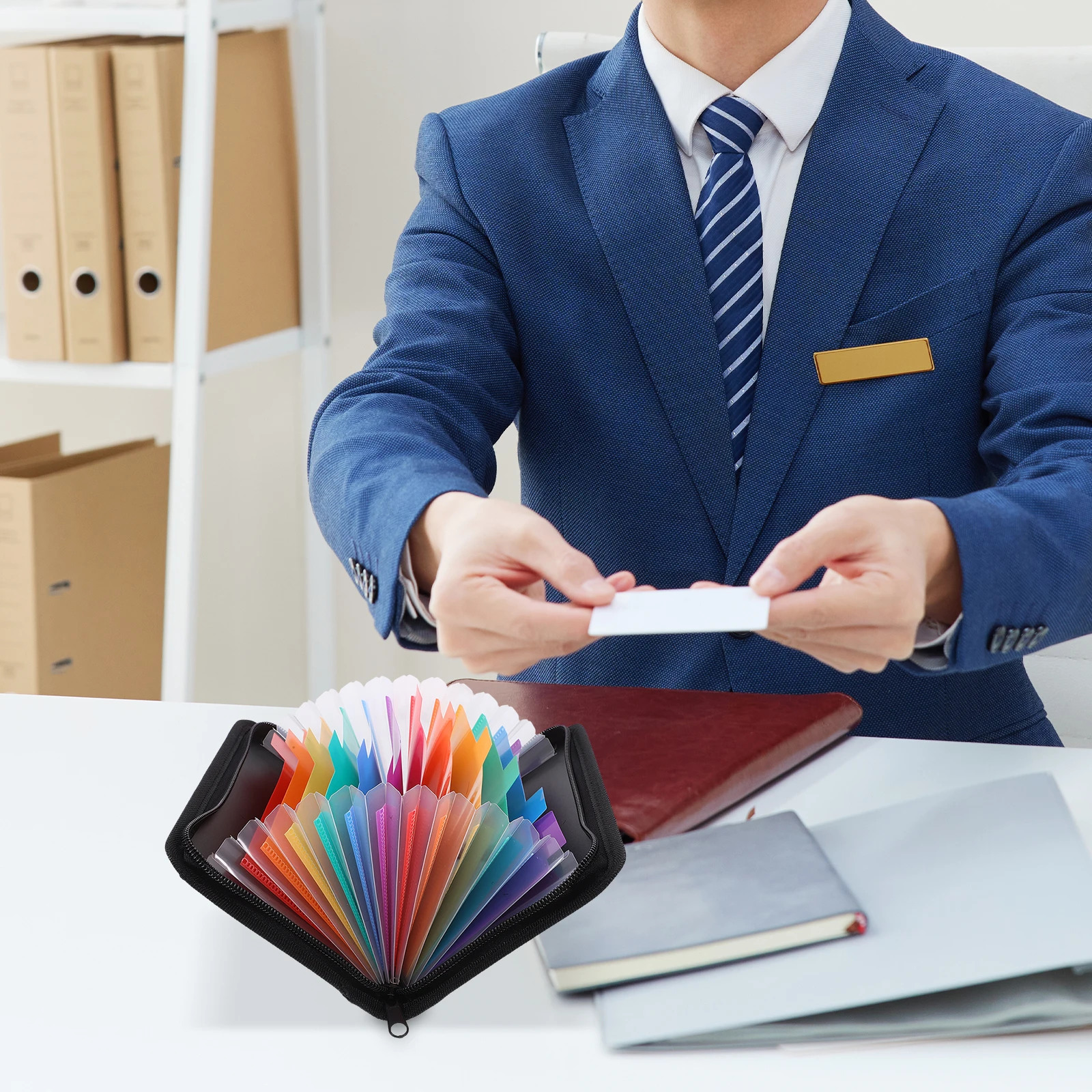 

Rainbow 13-Grid Receipt Organizer Lightweight File Holder Office Folder Document Bag Expandable Storage Wear-Resistant