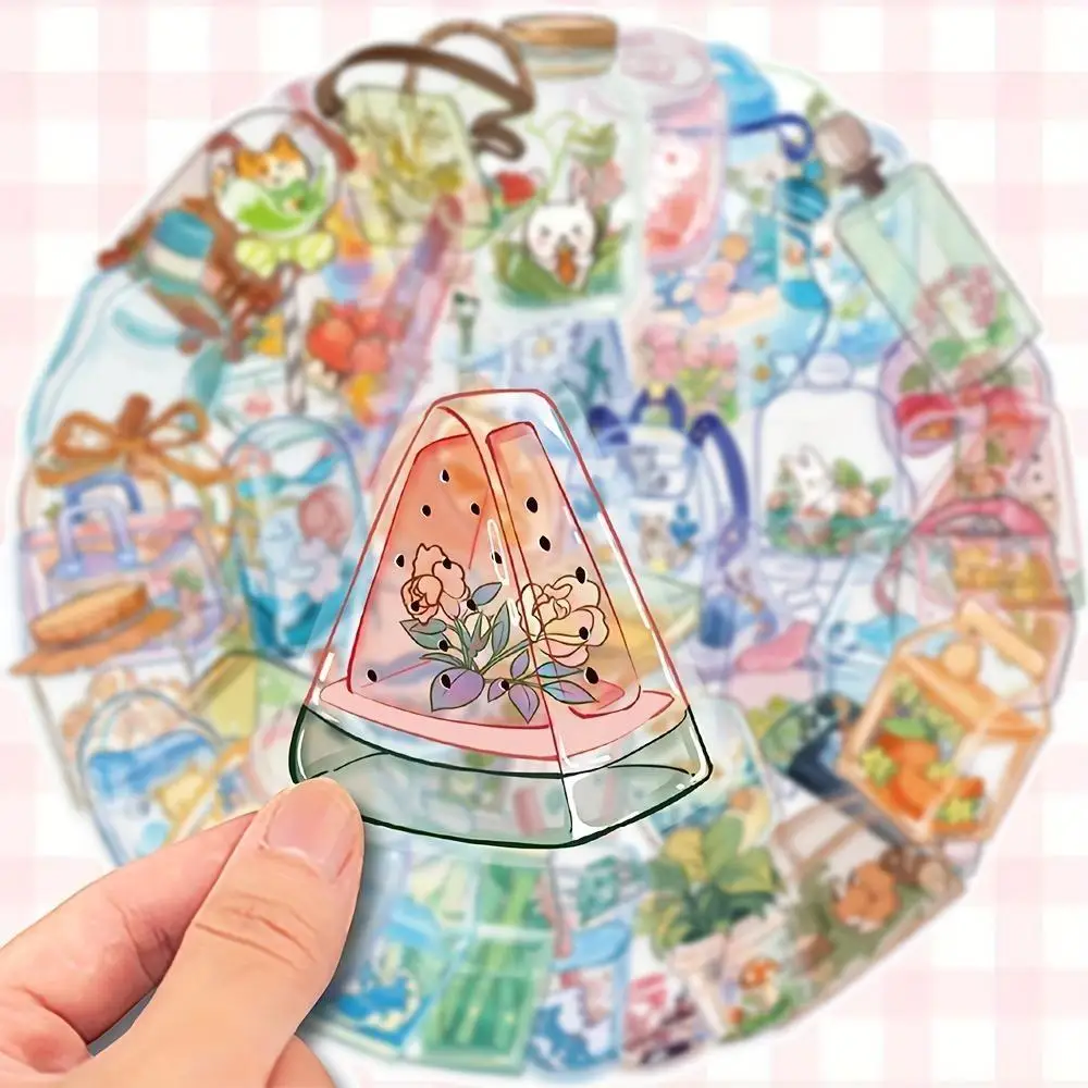 50pcs Vibrant Transparent Vinyl Stickers - Perfect for Water Bottles, Laptops, Helmets & More - Ideal for Parties & Events