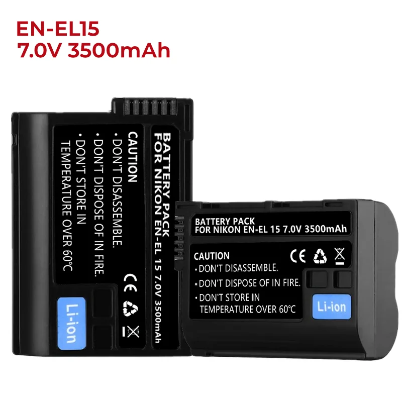 Lot de 1 à 5 Batteries EN-EL15 7.0V 3500mAh pour appareils photo reflex numériques Nikon D850,D7500,1 V1,D500,D600,D610,D750,D80