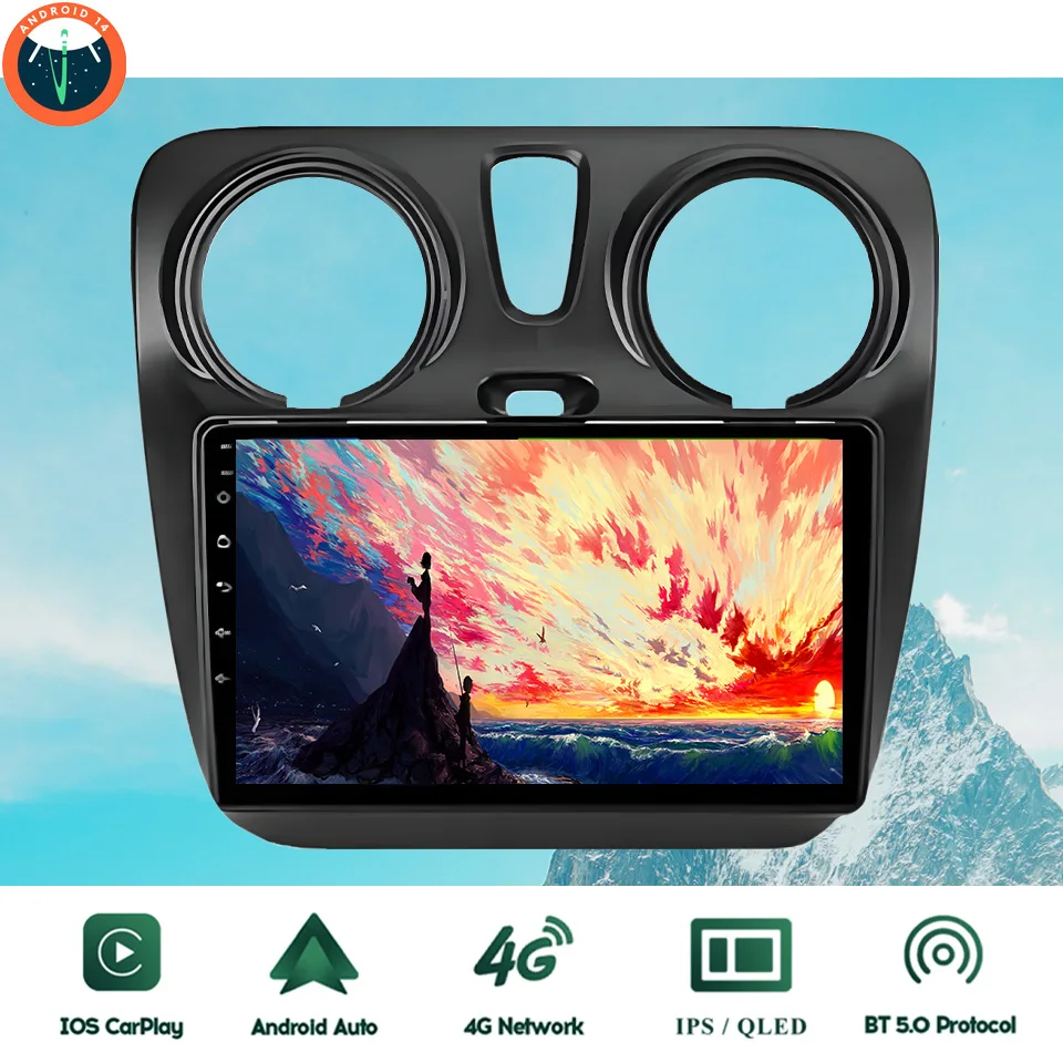 9‘’ QLED Android 14 8G Ram Car GPS Navi Music Video Multimedia Player For Renault Dokker 2012 - 2020 Auto Stereo Head Unit