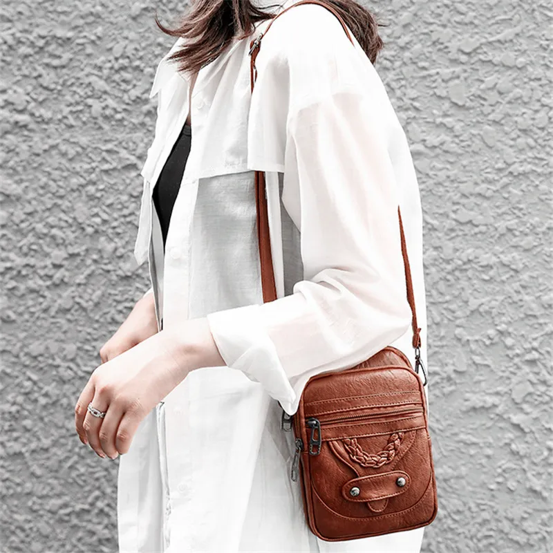 

Новая мягкая кожаная сумка через плечо с несколькими молниями и карманом на подкладке, стильная маленькая сумка для мелочи для женщин, повседневная вечеринка