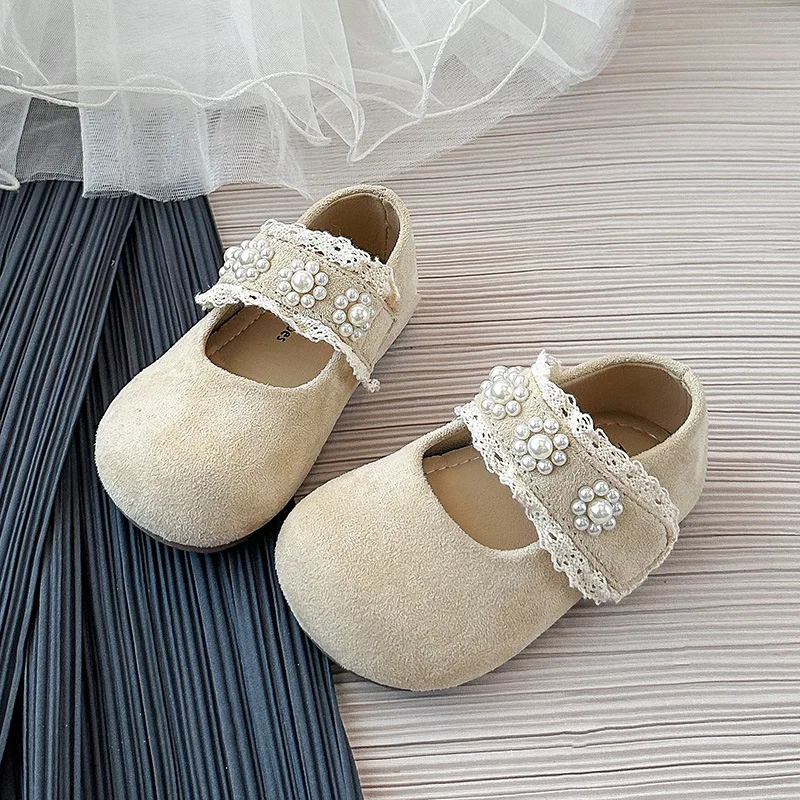 

Детские туфли MaryJanes с круглым носком, милые детские туфли на плоской подошве, корейский стиль, мягкая подошва, осень 2022, новые туфли принцессы для девочек, повседневная нескользящая обувь